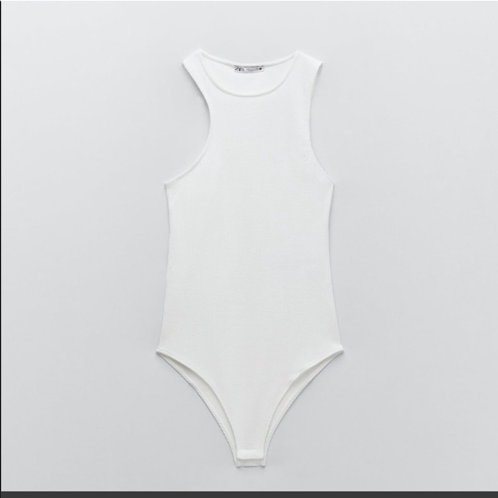 NWT Zara white Asymmetric Bodysuit - Picture 2 of 6